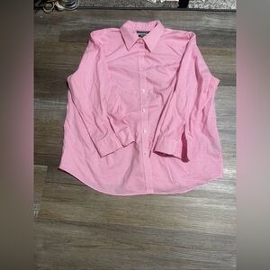 SOLD Lauren by Ralph Lauren 100% Cotton Gingham Button Down Shirt Pink Sz 1X